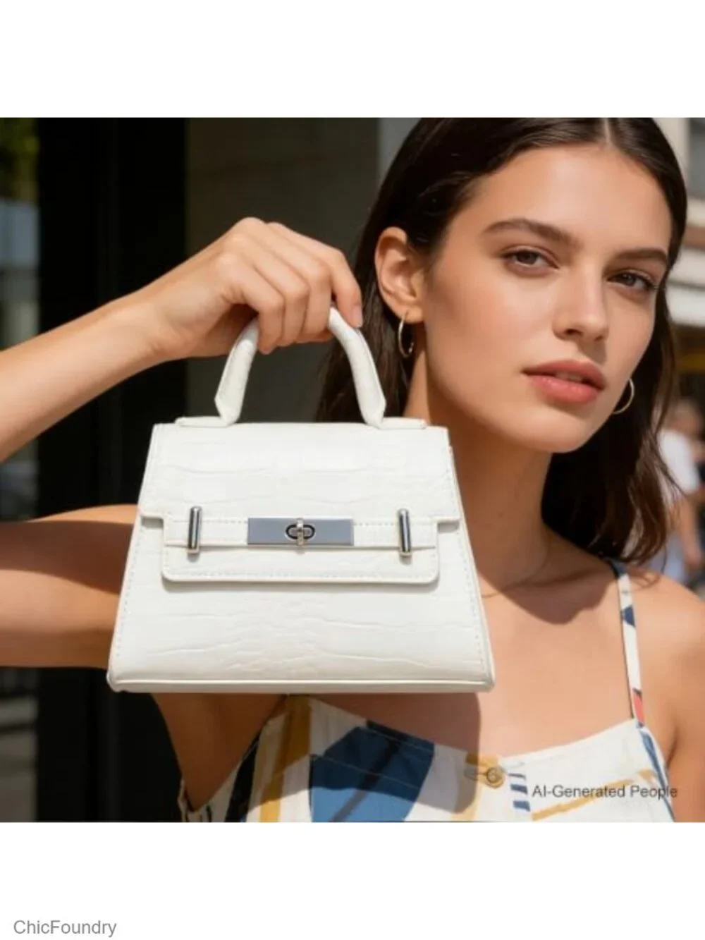 Vegan Leather Crossbody Bag with Top Handle, Fits Phone